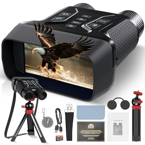 Summit Horizon 4k Nachtsichtbrille für Erwachsene - Jagd Nachtsicht Fernglas mit Kamera, Stativ, 32GB FT-Karte, Kompass - 8X Zoom Infrarot Brille Digital Fernglas Nachtsicht für Camp