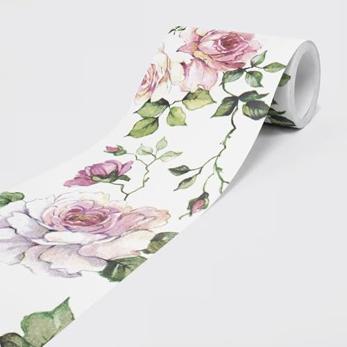 Dimex Selbstklebende Bordüre - Tapetenbordüre Wandbordüre - Dekorative Wandtatto für Wände, Möbel, Decken, Tapeten, Türen - Rosen - auf 5,00 m x 0,15 m je Rolle