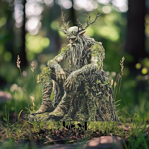 PANYIXUAN Gartendeko für DraußEn Wetterfest Troll 23 X 30 cm, 2D-Acryl, MäRchengarten-Figur (Grün)