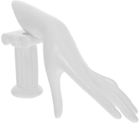 SAFIGLE Espositore per Gioielli con Mano Manichino Bianco in Pp, Design Elegante a Colonna Romana, per Mostrare Anelli e Bracciali in Casa o Negozio