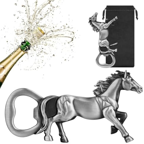 LULLEA Décapsuleur de bière en forme de cheval, cadeau équestre, cadeau pour homme et femme, idéal pour le jour de la course, un anniversaire, Noël, les vacances, la décoration de la maison