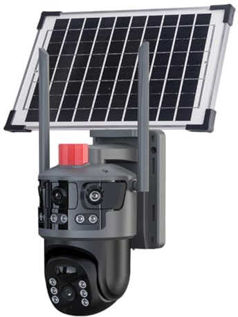 BEOSIOR 4G Solar Security Camera Wireless Outdoor, 360° CCTV Camera Outdoor, No Wifi Security Camera with 2-Way Audio, 2K Color Night Vision, Motion Detection,Siren Light, Compatible with V380