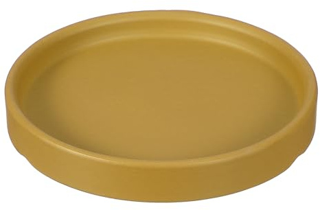 YELARXI Sottovaso rotondo in ceramica da 11,4 cm, per piante e fiori, adatto per esterni, interni, giardino, piantare, acqua, fiori, caffè, giallo