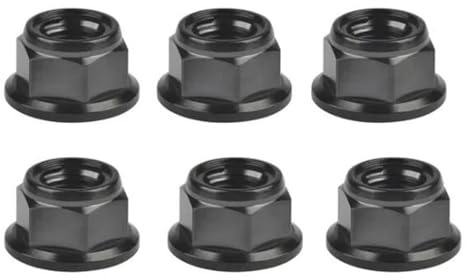 Tuercas autoblocantes Tuerca autoblocante de bloqueo Metal con brida aleación titanio, tuerca M6 M8 M10 M12, 2 uds(Black,M10)
