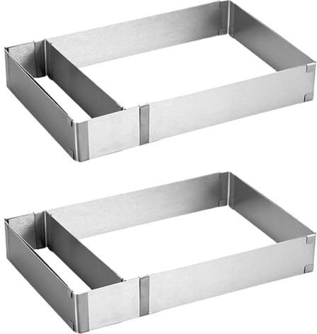 FUBESK Molde cuadrado ajustable para tartas de mousse y bizcochos, herramienta profesional de acero inoxidable con divisor para panaderos caseros