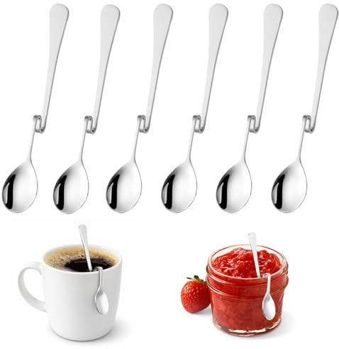 Latte Macchiato Spoons, Jam Spoons, Spoons, Latte Macchiato Spoons, Yogurt, Cocktail, Polished Stainless Steel, Dishwasher Safe, Nickel Free, Pack of 6