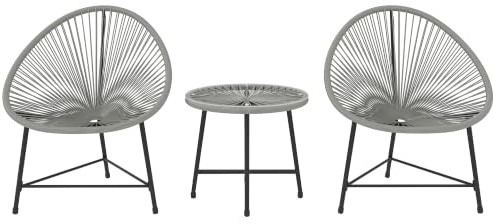 Outsunny Polyrattan Gartenmöbel Set Balkonmöbel für 2 Personen Grau | Outdoor Lounge, 3-Teilig Sitzgruppe, 2 Stühle, Tisch, Wetterfest Gartenlounge, für Garten Terrasse Balkon