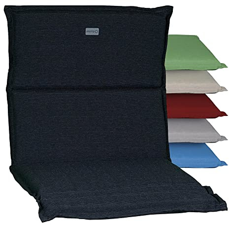 acamp Niedriglehner Auflagen Paddy Model B | Made in EU nach Öko-Tex Standard | Lichtechte Gartenstuhlauflagen Niederlehner ohne Ausbleichen | Atmungsaktive Stuhlauflage Niedriglehner in Anthrazit