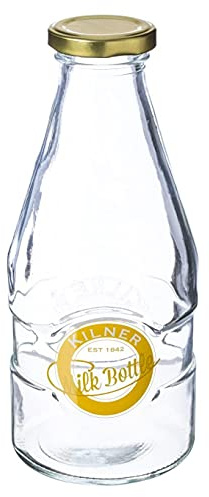 Kilner Clip Top Glass Bottles Milk Bottles Gin Perfume Bottles Carafe Clip Top (568ml Milk Bottle, Set of 5)…