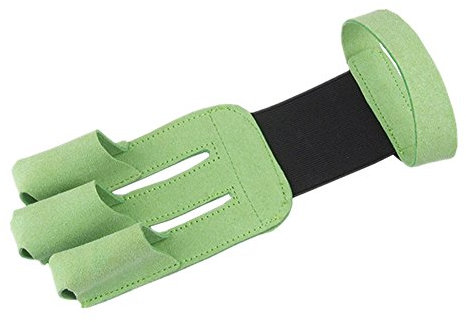 TentHome Outdoor Bogenschießen Handschuh Erwachsene Traditionell Schießhandschuh 3 Fingerschutz Bogensport Zubehör Kompositbogen Recurve (grün)