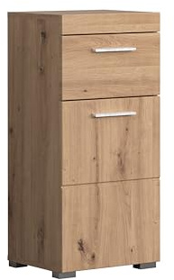 trendteam smart living - Amanda - Kommode - Eiche - Nachtkonsole - (BxHxT) 37 x 79 x 31 cm - 1 Tür mit moderner Fräsung und 1 Schublade - universell einsetzbarer Schrank - Kratzfest
