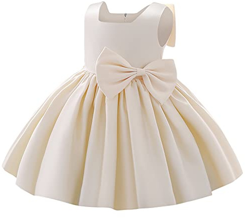 Baby Girls Little Girls Bowknot Tutu Princess Prom Dress Formal Ball Gown Birthday Wedding Party Christening Baptism Dresses, champán, 3-4 Años