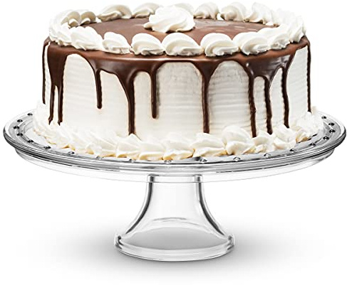 Godinger Cake Stand, Crystal Glass Footed Cake Plate Serving Platter - Made in Italy