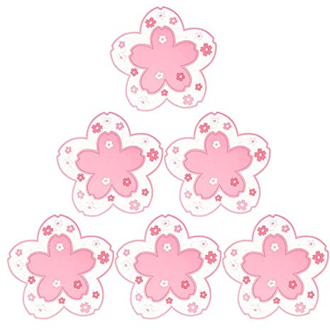 XLKJ 6 Pezzi Sottobicchiere con Fiori di Ciliegio,Sottobicchieri Sakura Adatto a Famiglie,Ristoranti,ECC
