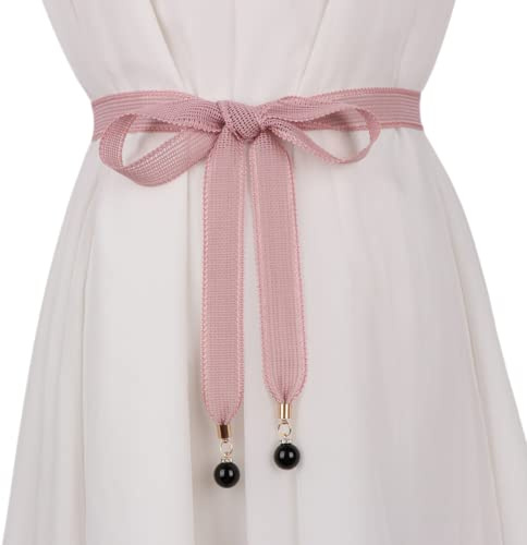 CHENGZI Cintura da donna alla moda stile cintura in vita corda intrecciata sottile cintura per abito da donna, B-rosa, Belt Width : 1 cm , Belt length : 150 cm