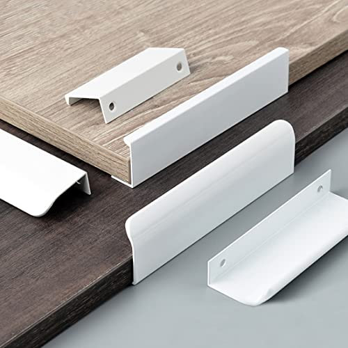 Maniglie Nascoste per mobili, in Alluminio Maniglie, per Armadio, Camera da letto, Cassetti, Bianco brillante Angoli arrotondati