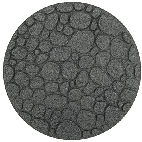 bepco Trittstein Gartenplatte Beetplatte Laufplatte Wegplatte 4er-Set, Gummi (4er-Set Trittsteine Flussstein aus recycelten Gummi, Ø 46 x 2,2 cm, grau)