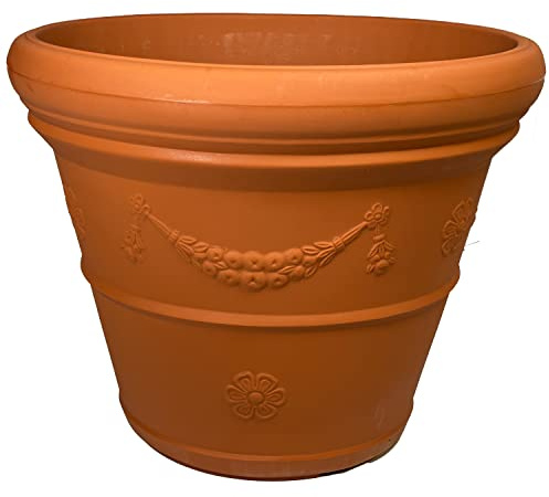 Design-Pflanztopf ROM in der Farbe Terracotta aus Kunststoff | Durchmesser von 40 bis 90 cm (Farbe: Terracotta, Größe F90) | Höhe: 71 cm