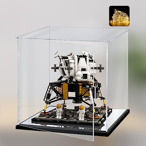 Naconmlet Transparente Acryl Vitrine mit Spiegelboden und LED-Licht | Staubdichter Schaukasten für Actionfiguren, Blind Boxes, Modelle und Sammlerstücke(25x25x25cm)