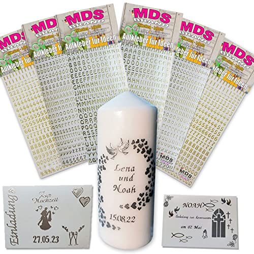MDS Brand 8mm Buchstaben Aufkleber | 2X Pack | zum beschriften von Karten, Fotoalbum, Hochzeitskerze oder dankeskarten & Scrapbook, einfach zum basteln und gestalten 2x-66 (2x-66)