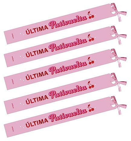 OH Yeah - 5 Bandas Última Putivuelta - Bandas Despedida Soltera - 150 x 10 cm - Accesorios Bandas Mujer para Despedida - Bandas Amigas - Papel PLASTIFICADO IRROMPIBLE