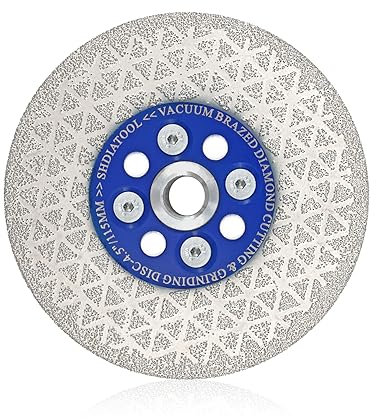 SHDIATOOL Diamant-Trennscheibe-Schleifscheibe 115MM Granit Sägeblatt Beidseitig vakuumgelötetes Fliesen Diamantblatt Dreiecksform für Marmor Beton Stein Porzellan Keramik M14 Gewinde