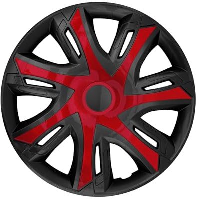 Luckyberg Radkappen 15 Zoll N-Power | Zierkappen in vielen Farben, Radzierblenden 4er-Set für die meisten Automarken und Stahlfelgen. Felgenabdeckung für Autofelgen. (15 - ROT/SCHWARZ)