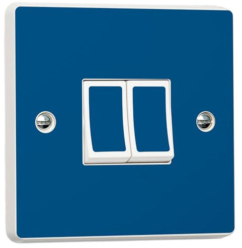 Paquete de 2 adhesivos para interruptor de luz azul oscuro azul marino – Accesorios para cubierta de interruptor de luz – calcomanía de vinilo autoadhesivo (doble con agujeros)