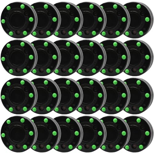 Green Biscuit NHL Street Roller Hockey Puck-24 Pack, Outdoor Off ice Hockey Pucks for Practice + Training and Stick Handling - Original Street Puck with Rollers - Official (Black)