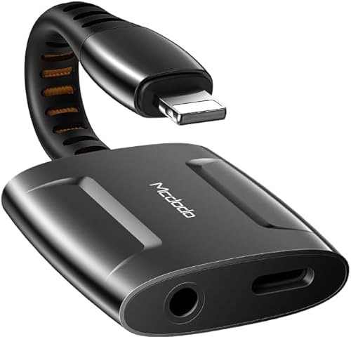mcdodo iPhone Adapter Kopfhörer und Laden 2-in-1 Lightning auf 3.5 mm AUX Audio Ladesplitter Dongle Kabel Zinklegierungsmaterial Kompatibel mit iPhone 14/14 Pro/1 3/12/11/11 Pro/X/XS/XR/8/7 Ipad