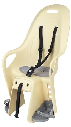 POLISPORT 8408200003 - Silla Trasera KOARI para Bicicleta con Ruedas de 26'' a 29'' Apta para niños con Peso máximo de 22kg con Anclaje en el portaequipajes en Color Amarillo Moon/Gris