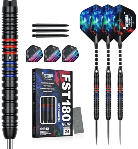 Formula Sports Dartpfeile mit Metallspitze 90% Tungsten Steel-Dartpfeile 3 Stück Profi Steeldarts in 21, 22, 23, 24 Gramm