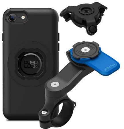 QUAD LOCK Lenker Handyhalterung für Motorrad mit Vibrationsdämpfer und MAG Hülle für iPhone SE (3. / 2. Gen) und 8/7