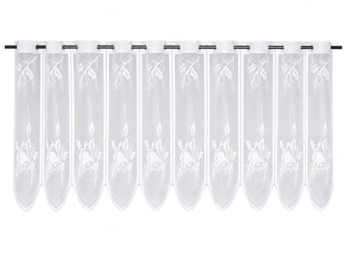 Clever-Kauf-24 Scheibengardine Kerze Glocke Mistel Zweig | HxB 50x140cm | Weihnachten weiß Advent |