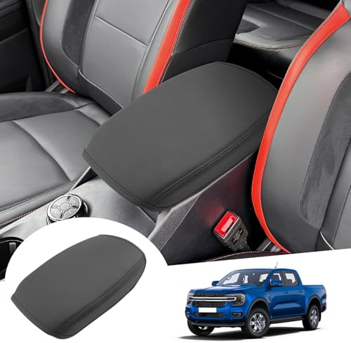 GAFAT Compatible avec Ford Ranger T9 2023 2024 2025 (Frein Électronique) Housse d'Accoudoir Console Central, Ranger Raptor Wildtrak Protection d'Accoudoir en Microfibre PU, Ranger T9 Accessoires