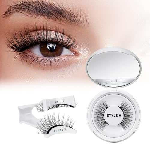 Wiederverwendbares Magnetische-Wimpern natürlicher Look mit Applikator, Magnet-Wimpern Set kein Kleber nötig Wimpern-magnetisch QUEWEL einfach zu tragen und zu entfernen mit Anleitung (Kit-H)