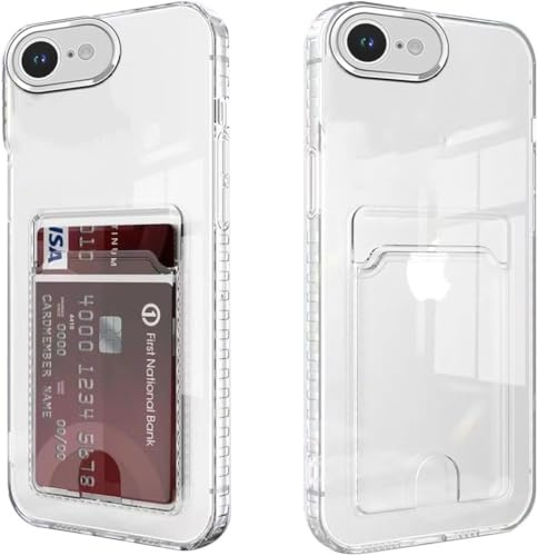 Cesryorsis pour iPhone 16e/iPhone 17e Coque avec Porte-Carte, Transparent TPU étui de téléphone, Ultra Mince, Souple, Antichoc Housse de Protection，Bumper Cover