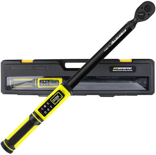 ATsafepro Digital Torque Wrench 1/2'' Drive,5.1-340N.m Electronic Torque Wrench,5 Units ±2% Accuracy Dual-Direction, LCD Screen with Buzzer & LED Alerts,Suitable for Bike,Moto,Car