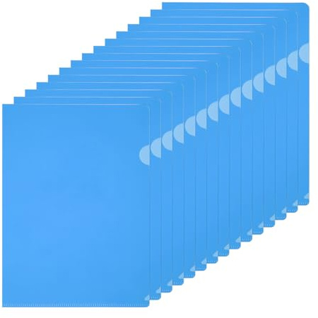 PATIKIL A4 plastmappar, 40-pack genomskinliga mappar l typ projektfickor pappersdokumentjacka omslag l formad transparent för dokument plast kontorsfil, 22 x 31 cm, mörkblå