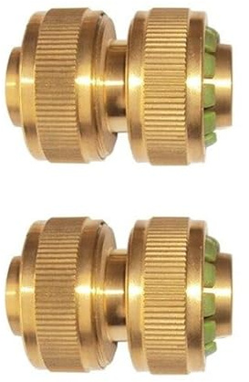 HydroSure Brass Hose Repair Connector 3/4-19 mm - Pack of 2 Premium Brass Garden Irrigation Repair Fittings to Restore Damaged Hose Sections, Secure Threaded and Tubing Connections for Lawn, Patio