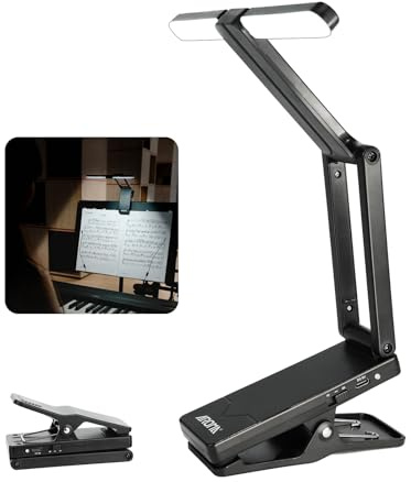 AROMA pultleuchte notenständer,LED Notenpultleuchte mit Klammer, klavierlampe, 2 Helligkeitsstufen, Augenfreundlich Einstellbarer Winkel, Ideal für Klavier, Notenständer, Gitarre