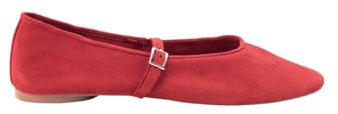 KESLEM Bailarinas de Tejido para Mujer en Color Rojo con hebilla (rojo, Sistema tallas calzado EU, Adulto, Mujer, Números, mediano, 37)
