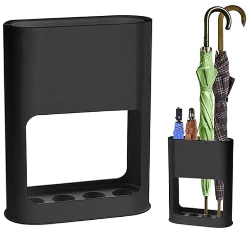 VIQIHEOE Portaombrelli, Supporto per Ombrelli con Vassoio Raccogligocce Rimovibile, 22 x 9 x 28 cm 4 slot Portaombrelli Autoportante, Portaombrelli Minimalista, per Ombrelli Lunghi, Corti, Nero