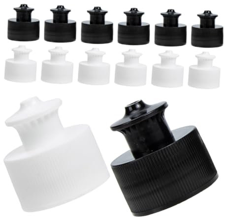 BESTonZON 20pcs Plastic Push Pull Bottle Caps Leakproof Reusable Screw Top Lids Portable Sports Water Bottle Accessories for Athletes