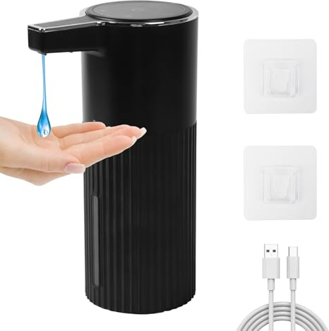 Dispenser Sapone Automatico Senza Contatto, 400ml Dosatore Sapone Bagno con Sensore a Infrarossi, Ricaricabile USB, IPX5 Impermeabile, Senza Forare Distributore Liquido per Bagno/Cucina(Bianco)