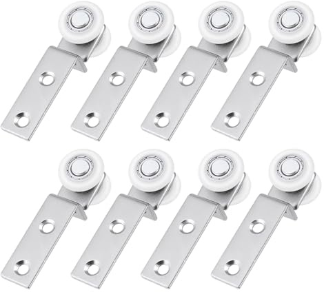 KIBBEH Laufrolle 8 Stück 20mm Rolle Vorhangrolle Rolle für Bilderaufhängung, Vorhänge & Schiebetüren – Leise Gleitrollen, Einfache Montage