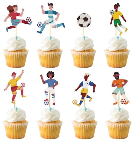 Arthsdite 24pcs Soccer Cupcake Toppers Soccer Ball Cupcake Picks Sport Cake Decorations Football Theme Birthday Party Baby Shower Boys Men Birthday Party Favors Supplies