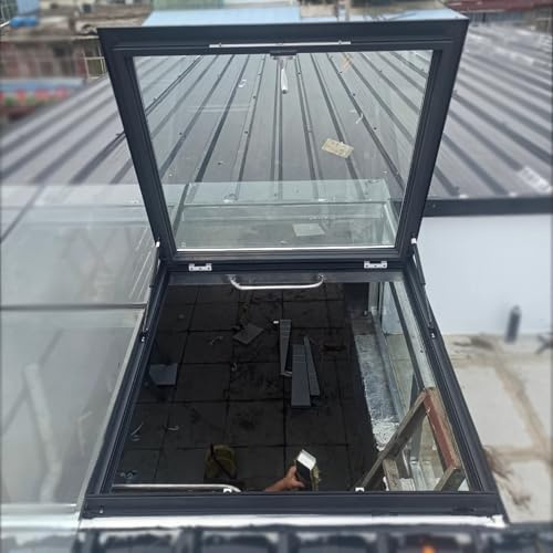 Manual Skylight Window, Skylights for House Roof with Double Tempered Glass and Aluminum Alloy Frame, for Home/Sunroom/Attic/Basement Daylighting(25.6 * 25.6in/65 * 65cm)
