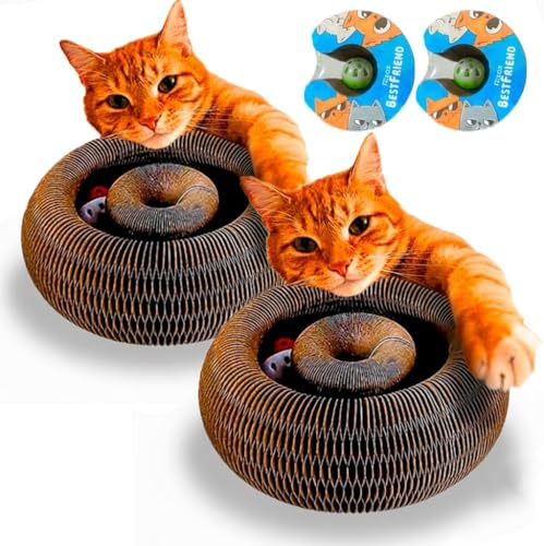 Rizos Bestfriend Juguete Rascador Interactivo para Gatos - El último Ejercicio Mental y físico Interactivo para Gatos de Interior (Pack de 2)