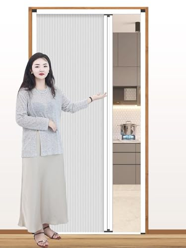 Internal Folding Doors Accordion Door Custom Size, White Concertina Doors for Bathroom Shower Closet Kitchen Pantry with Handle, Lock, Upper and Lower Rail(H 190cm,W 60cm)